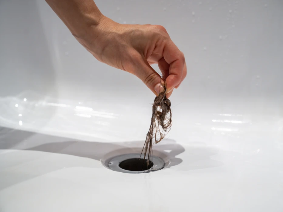 Pulling hair from blocked sink