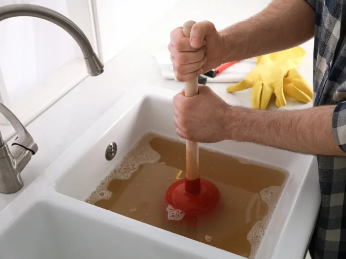 Using plunger on blocked sink
