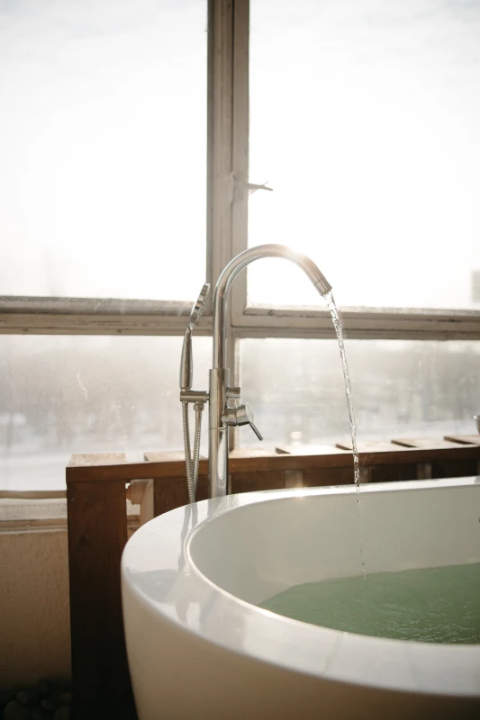 Bath with hot water