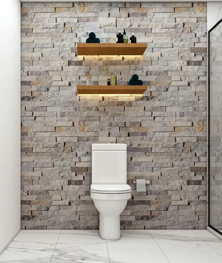 Toilet with brick wall
